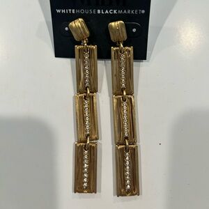 White House Black Market Gold Rhinestone Earrings